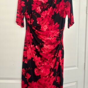 Elegant Red Floral Dress